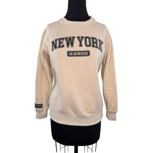 NYON New York Or Nowhere KNICKS Off White Sweatshirt Crew Neck Medium M